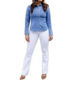 NEW KANCAN milliam western fitted denim shirt in medium wash